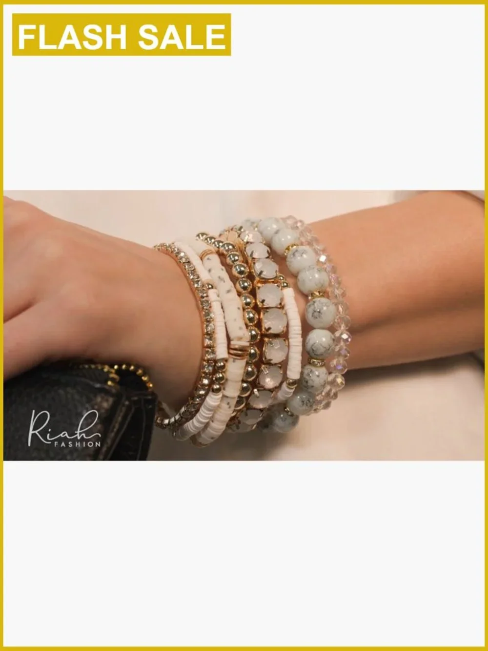 Stretch Beaded Stackable Bracelets Set - Layering Bangles
